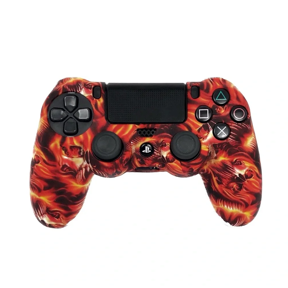 PS4 Controller Silicone Skins Bundle of 2 Red Skull